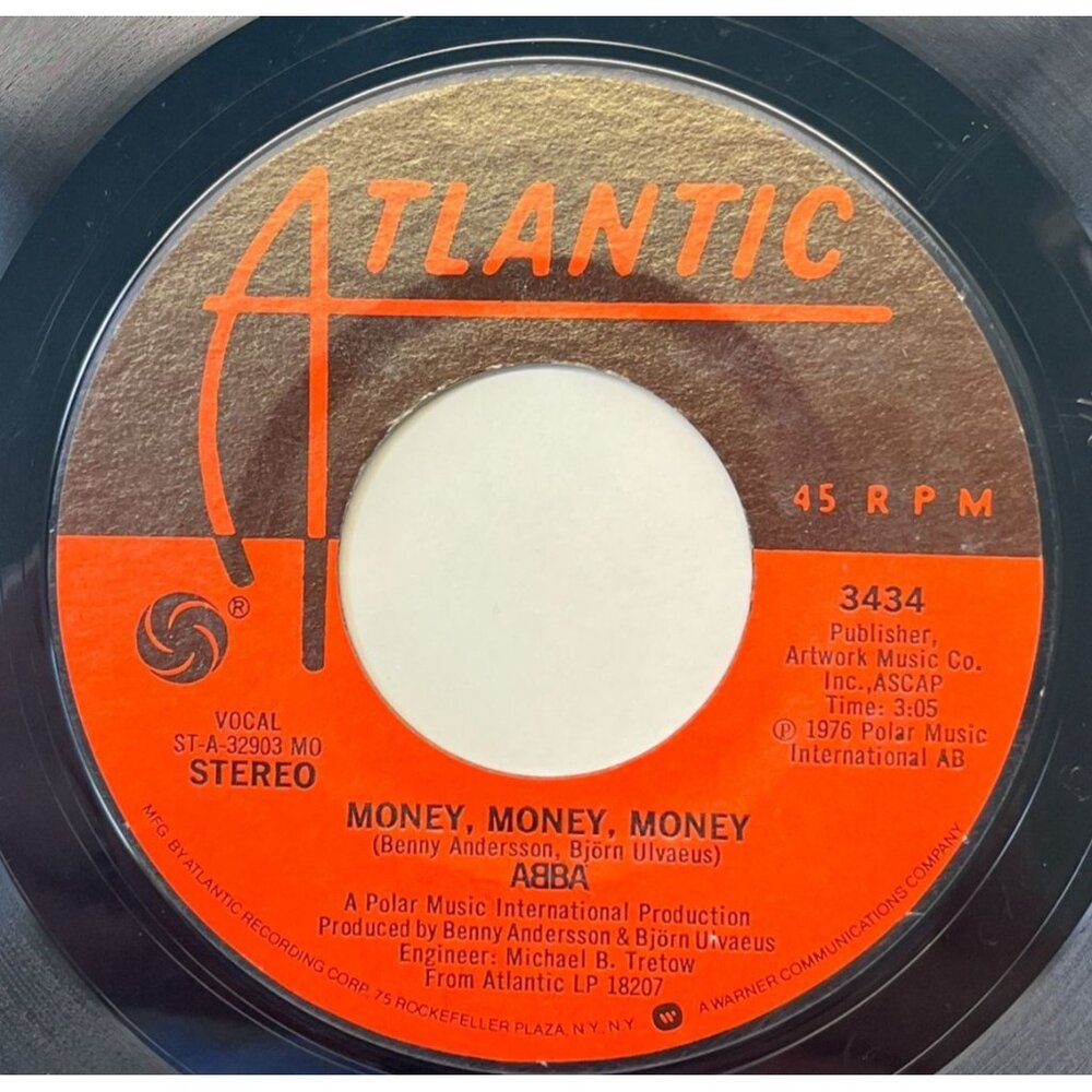ABBA Money Money Money / Crazy World 45 Pop Disco 1976 Atlantic 3434